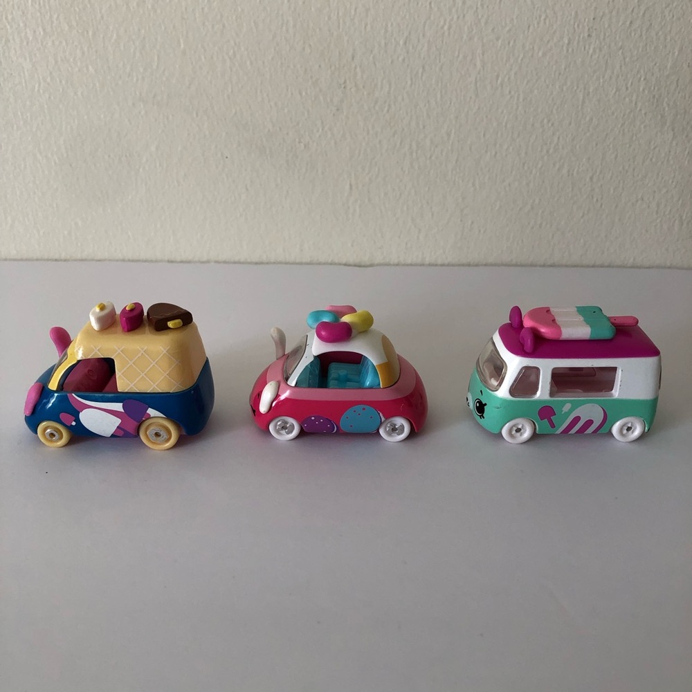 Shopkins Cuties Diecast Collectibles Toys Ice Cream Truck Car Van Set of 3